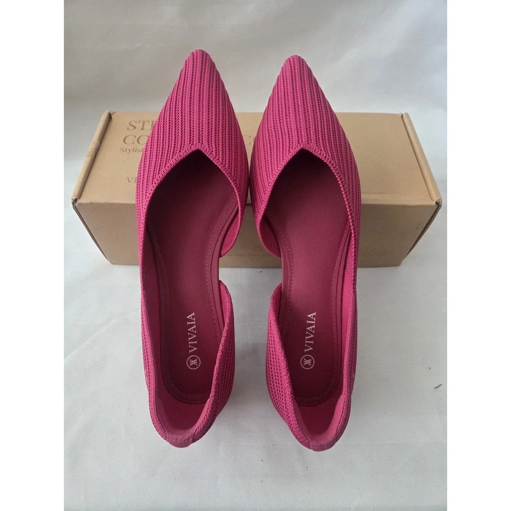 VIVAIA Melia Pitaya Pink Pointed‎ Toe dOrsay Knit Flats EU 39 US 8 NEW